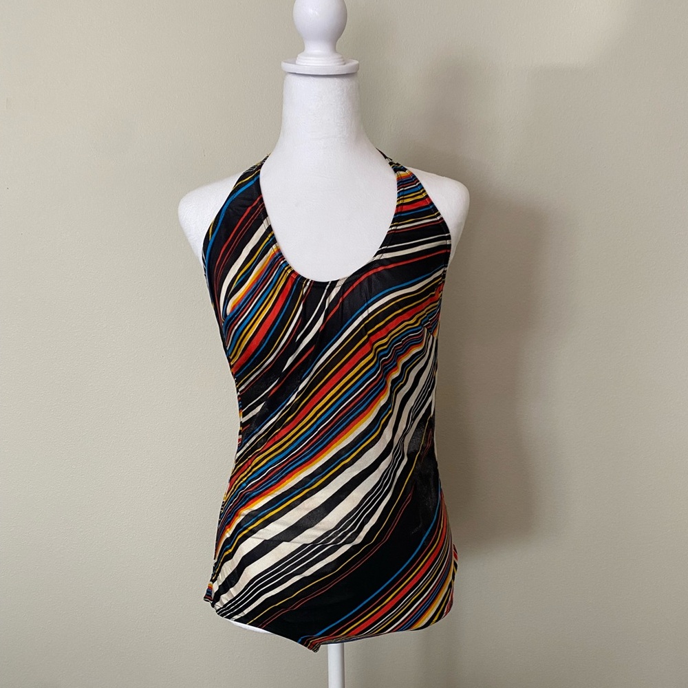 Vintage 70’s striped multi colored stretchy bodysuit
